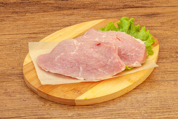 Raw pork steak for cooking