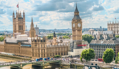 Fototapeta na wymiar Houses of Parliament and Big Ben, Westminster Palace, high dynamic range, London