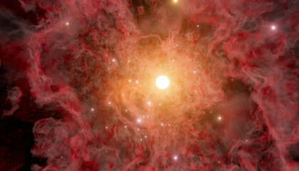The galactic dust nebula and the birth of stars in the galaxy 3d render