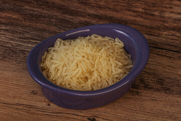 Raw basmati rice in the bowl