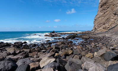 Fototapeta na wymiar View of rocky coastline in the Canary Islands
