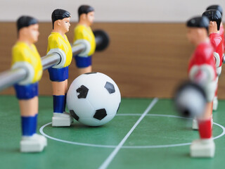 Fototapeta premium foosball game table plastic toy .sport in home concept 