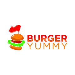 burger yummy fast food logo design for business and company