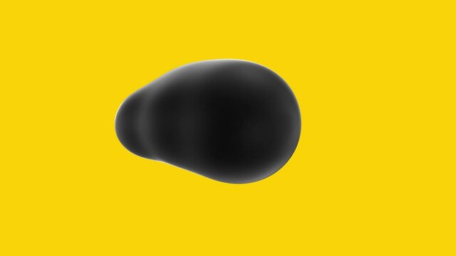 Black metaball bubble blob abstract. Lava lamp effect. Yellow background flat animation