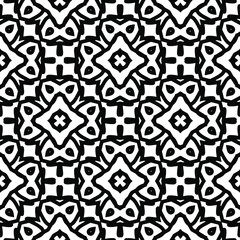 Geometric vector pattern with triangular elements. Seamless abstract ornament for wallpapers and backgrounds. Black and white colors.