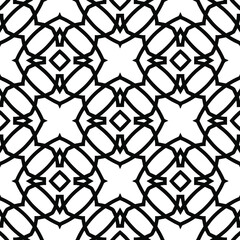 Naklejka premium Geometric vector pattern with triangular elements. Seamless abstract ornament for wallpapers and backgrounds. Black and white colors.