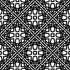 Geometric vector pattern with triangular elements. Seamless abstract ornament for wallpapers and backgrounds. Black and white colors.