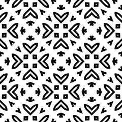 Geometric vector pattern with triangular elements. Seamless abstract ornament for wallpapers and backgrounds. Black and white colors.
