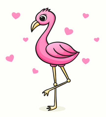 Cute pink flamingo vector illustration.
