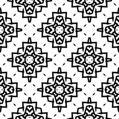 Geometric vector pattern with triangular elements. Seamless abstract ornament for wallpapers and backgrounds. Black and white colors.
