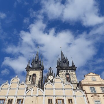 Prague, Czech Republic, Town Square and Church of our Lady Tyn.