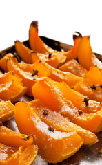 The roasted pumpkin with spice on a plate