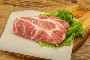 Raw pork meat neck steack