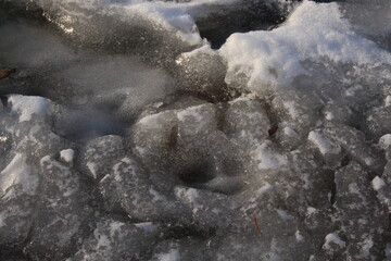 
Melted snow froze in the cold in bizarre shapes