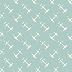 Nautical seamless pattern with geometric ship anchors