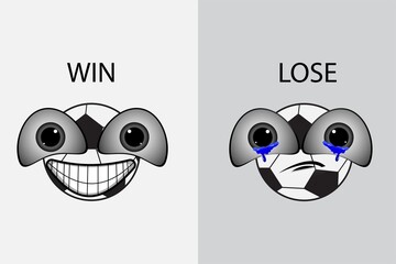 soccer expression when winning and losing graphic vector design