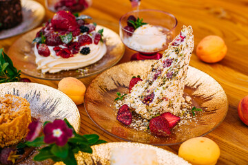 dessert with berries on a decorated table