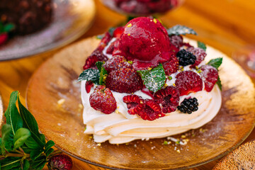 dessert with berries on a decorated table