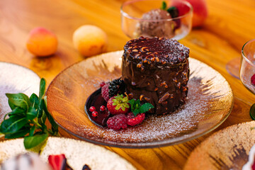 dessert with berries on a decorated table