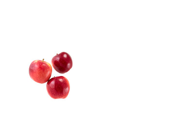 Natural homemade red apples on a white background