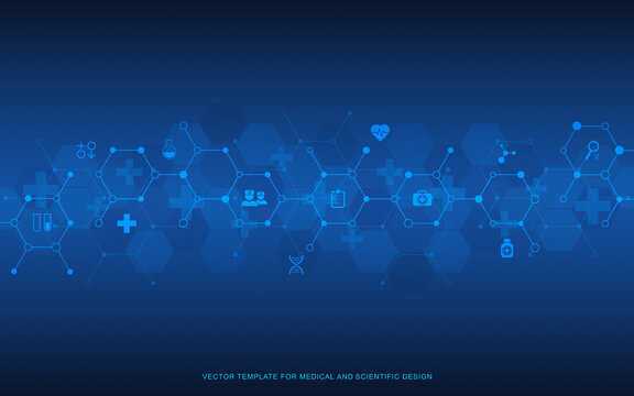 Healthcare and technology concept with flat icons and symbols