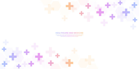 Healthcare medical background with crosses and hexagons pattern