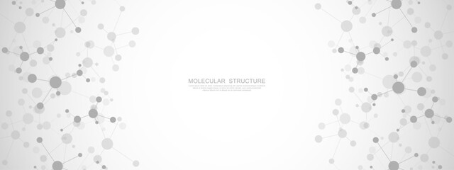 Vector illustration of molecular structure and genetic engineering, molecules DNA, neural network, scientific research