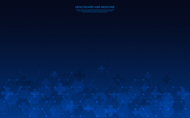 Healthcare medical background with hexagons pattern and crosses