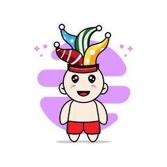 Cute kids character wearing birthday hat.