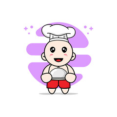 Cute kids character wearing chef costume.