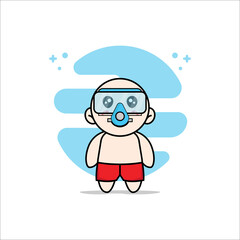Cute kids character wearing divers costume.