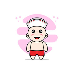 Cute kids character wearing nanny costume.