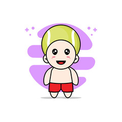 Fototapeta premium Cute kids character wearing tennis ball costume.
