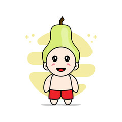 Cute kids character wearing guava costume.
