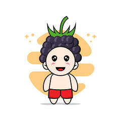 Cute kids character wearing grape costume.