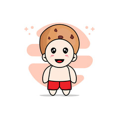 Obraz premium Cute kids character wearing cookies costume.