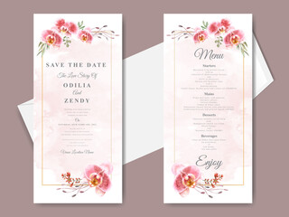 beautiful floral hand drawn wedding invitation cards