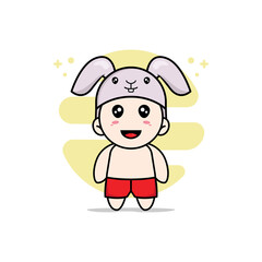 Cute kids character wearing rabbit costume.