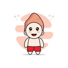 Cute kids character wearing yam costume