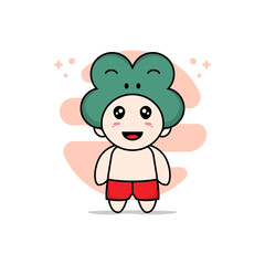 Cute kids character wearing frog costume.