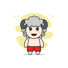 Fototapeta premium Cute kids character wearing sheep costume.