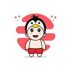 Cute kids character wearing Penguin costume.