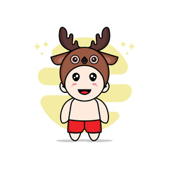 Cute kids character wearing deer costume.