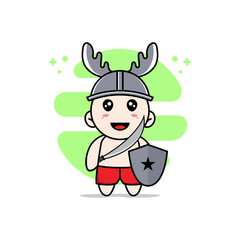 Plakat Cute kids character wearing fighter costume.
