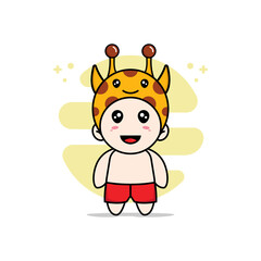 Cute kids character wearing giraffe costume.