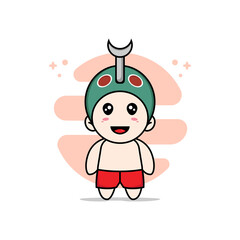 Cute kids character wearing beetle costume.