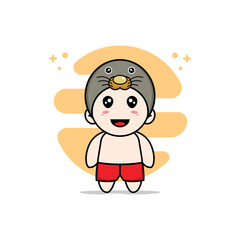 Obraz premium Cute kids character wearing seals costume.