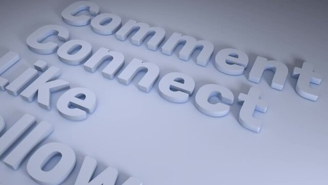 White signboard Social Media buzzwords concepts animation model 3d render flat background. Network raised words vocabulary advertisement