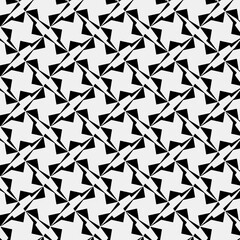 Fototapeta premium Raster geometric ornament. Black and white pattern with star shapes, squares, diamonds, grid, floral silhouettes. Simple monochrome ornamental background. Repeat design for decor, print