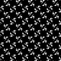 Raster geometric ornament. Black and white pattern with star shapes, squares, diamonds, grid, floral silhouettes. Simple monochrome ornamental background. Repeat design for decor, print
